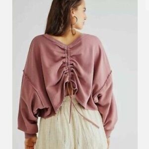 Free People Bae Ruched Back Cropped Pullover